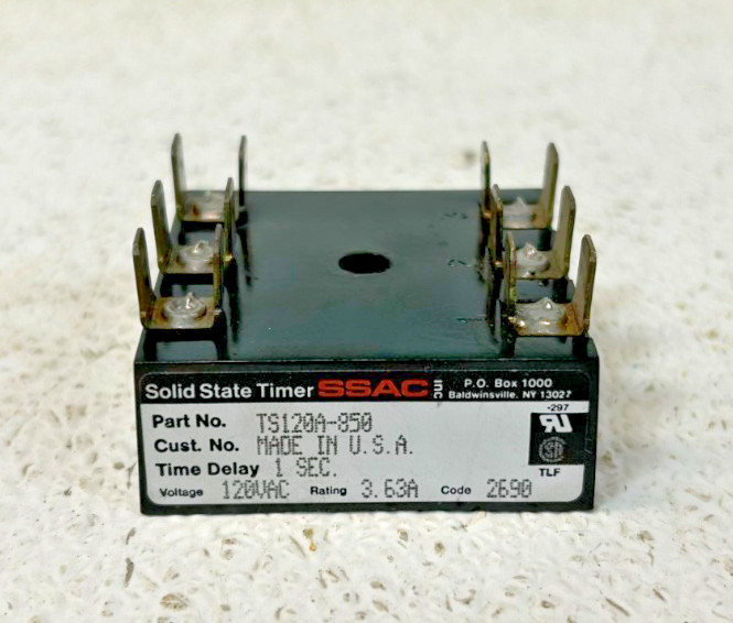 SSAC TS120A-850 Solid State Timer 120VAC 3.63A