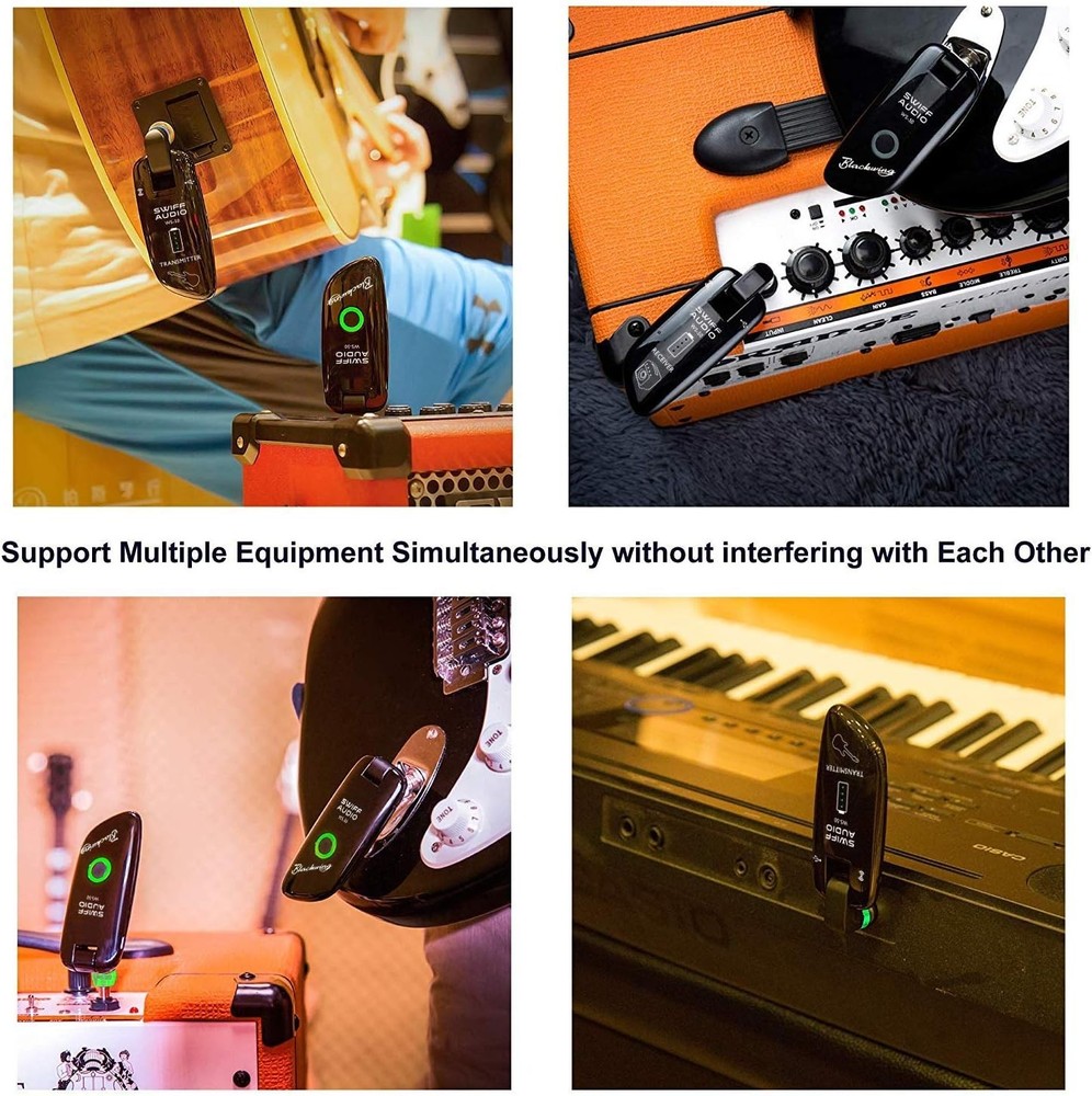 SWIFF Wireless Guitar System Rechargeable Wireless Guitar Transmitter Receiver