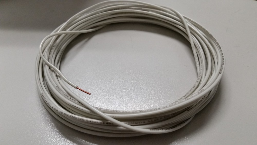18 AWG TFN SOLID COPPER WIRE 25 FT IN WHITE GREAT FOR TRAIN WIRE