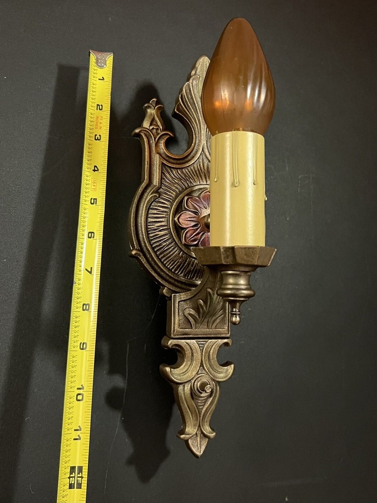 antique polychrome sconces Newly Rewired Beautiful Pair 32J