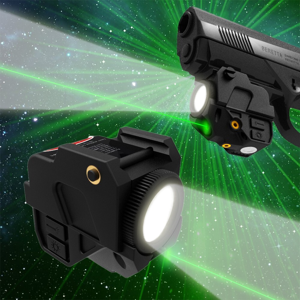 Laspur Compact Green/Red Laser Sight Flashlight Light Combo Rechargeable Battery