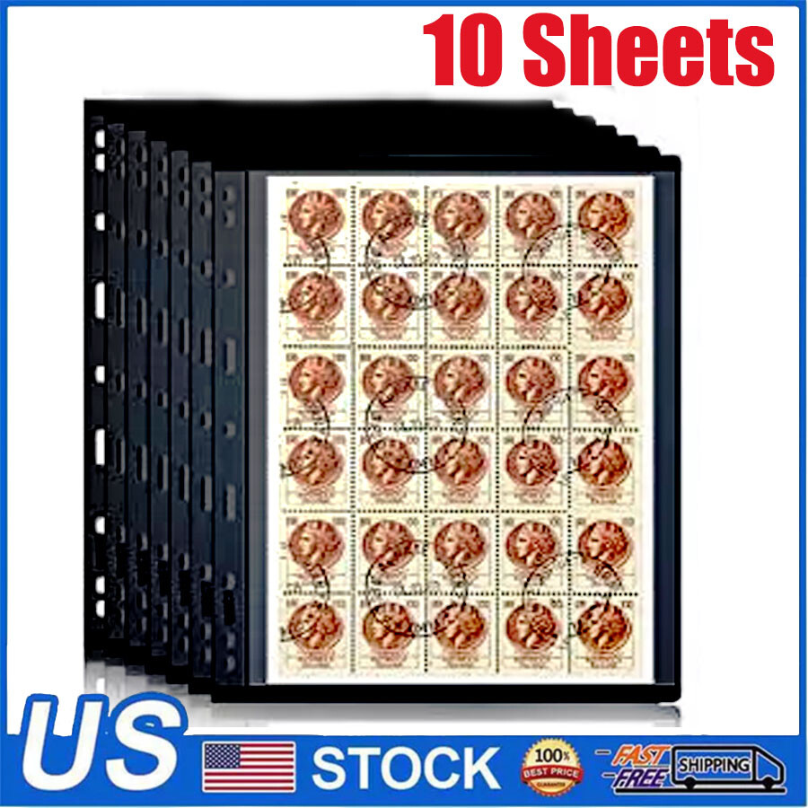 1 Row Stamp Pages for Stamp Album Binder, 10 Sheets Stamp Pages for Collectors