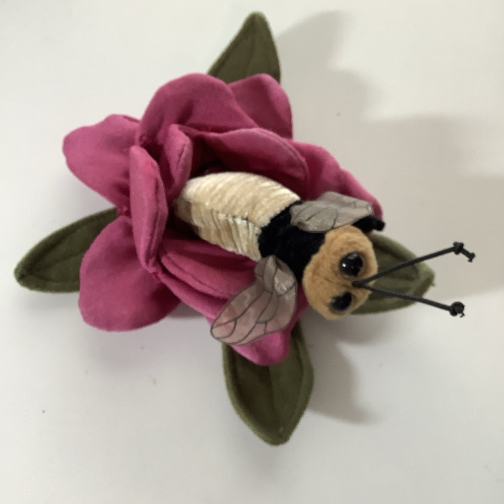 Folkmanis Mini Bee Finger Puppet Bee On Pink Flower