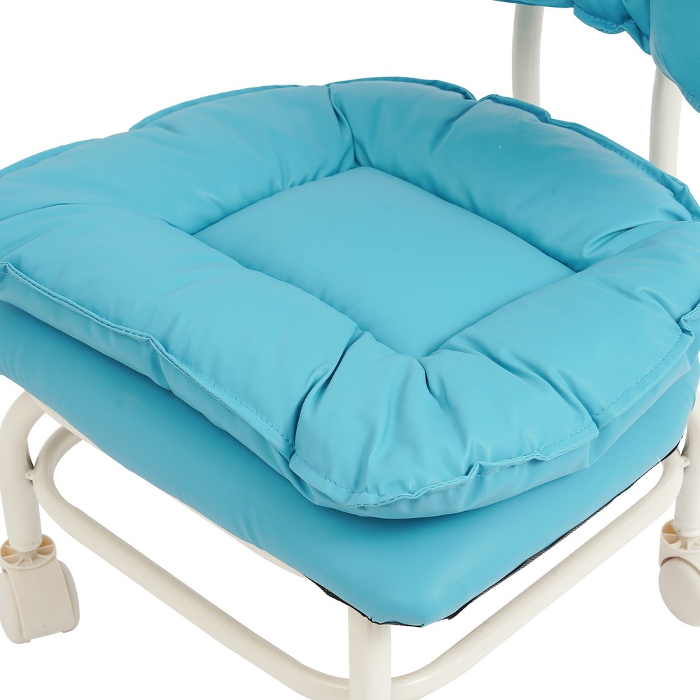 Blue Rolling Stool With Back Rest, Heavy Duty Rolling Stool, Roller Chair