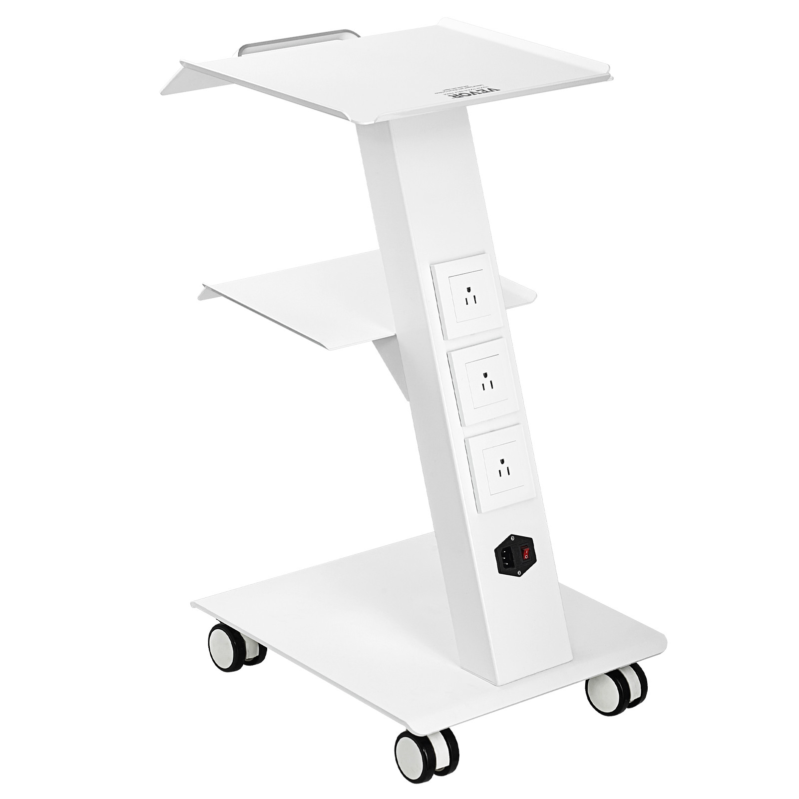 Uimoso Trolley Cart Dental Lab Mobile Rolling Serving Cart 3 Layers with Socket
