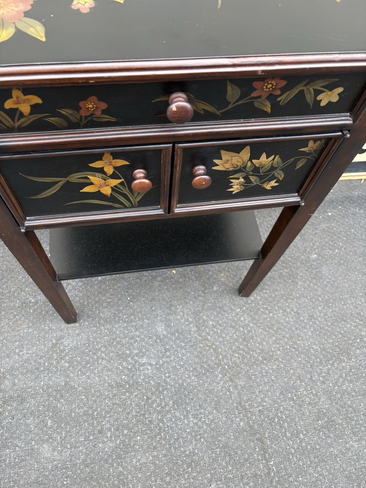 66834 Decorator Stenciled Black Lamp Table Stand