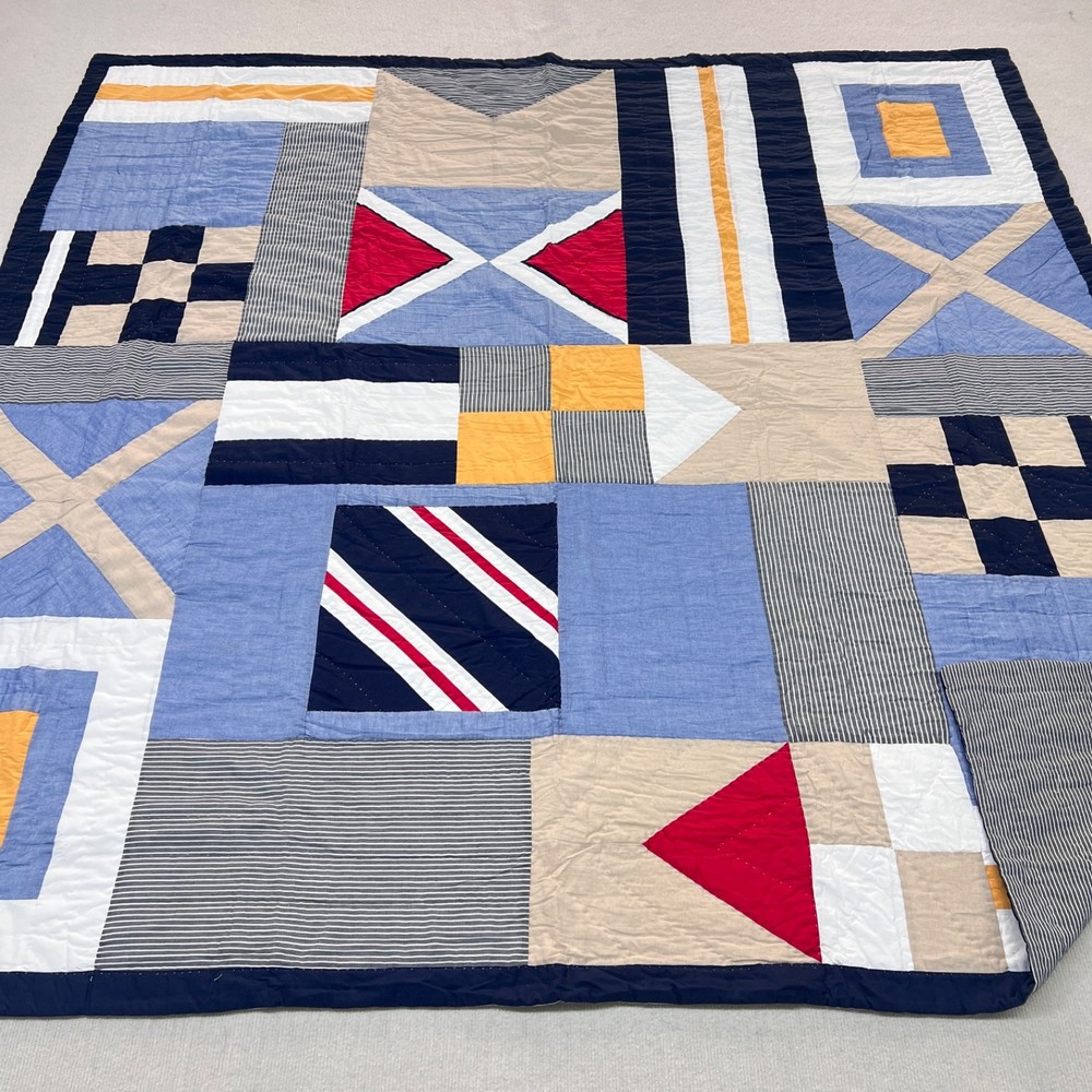 Handmade The Coastal Code Patchwork Queen Size Cotton Finished QUILT+2 Shams