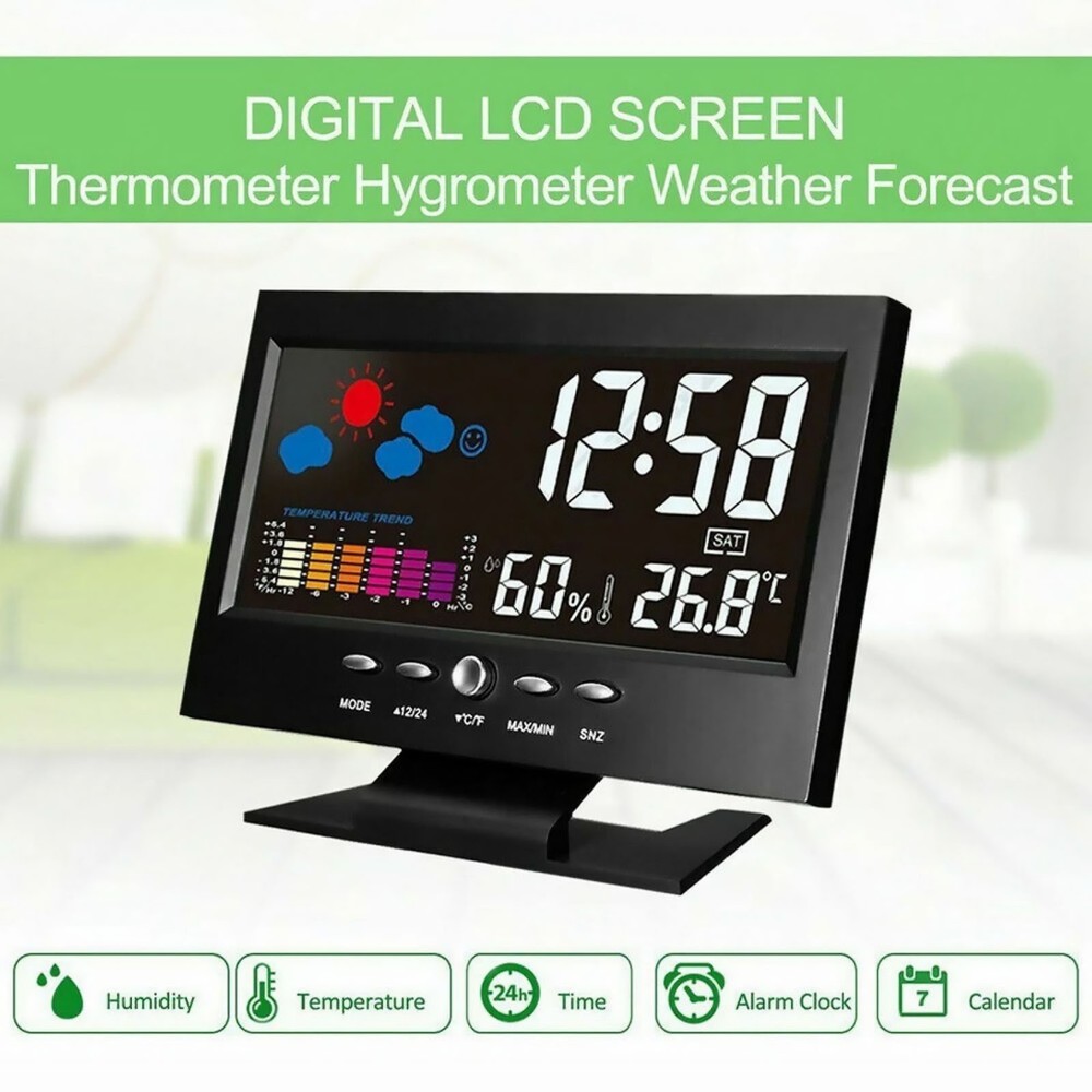Replacement Digital Alarm Clock Snooze Calendar Thermometer Hygrometer Display