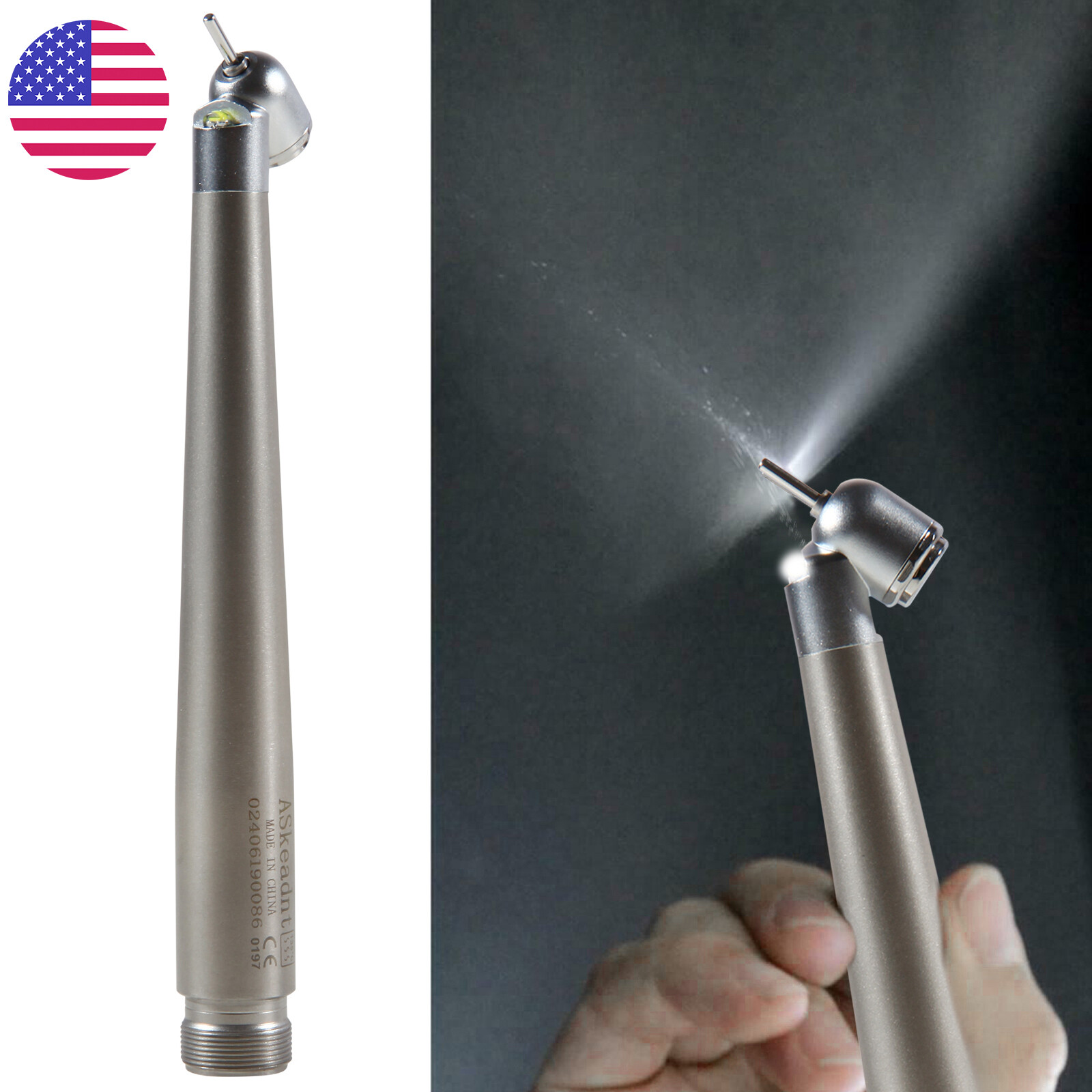 NSK Style Dental Surgical 45° Degree LED High Speed Handpiece Turbine 2 Holes