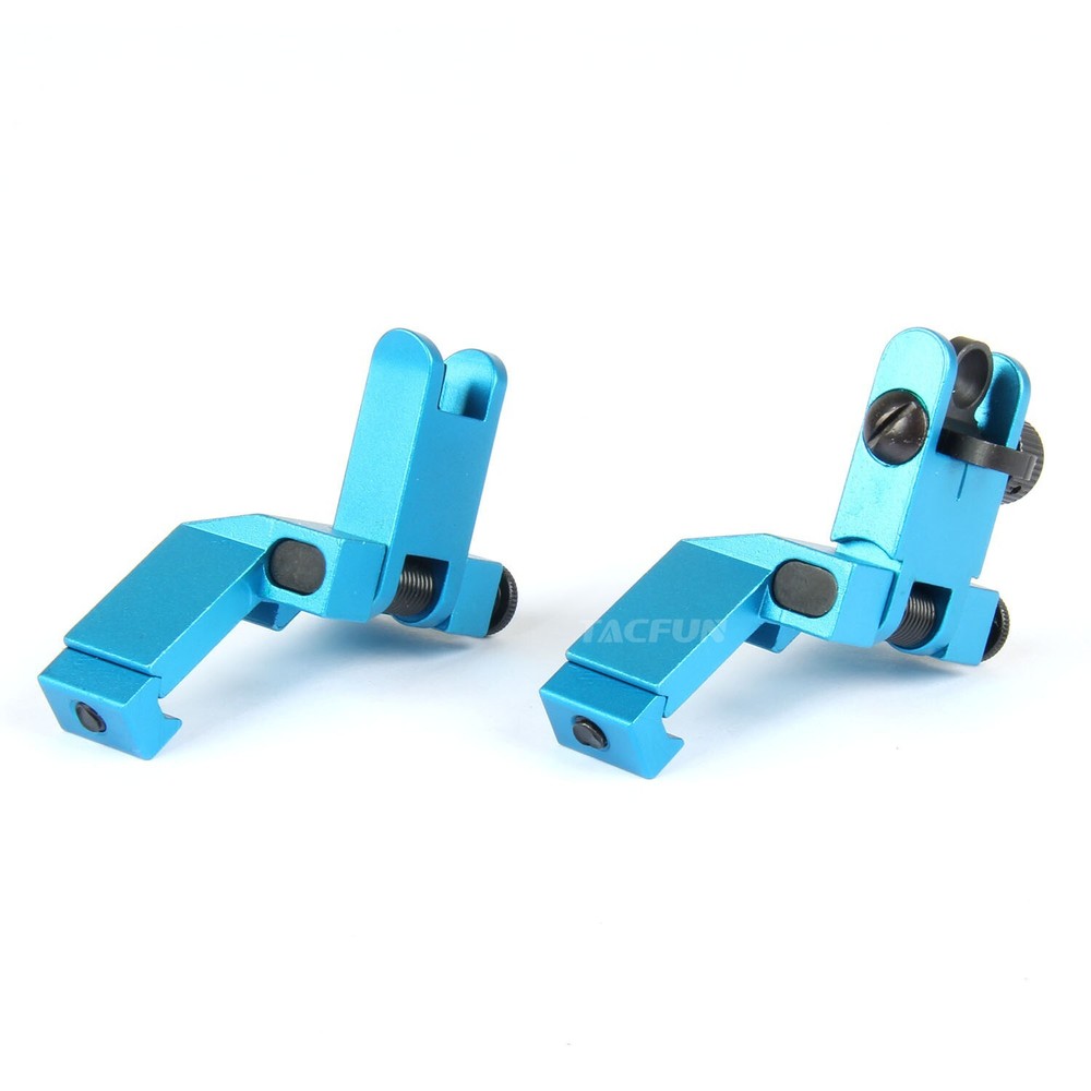 BLUE 45 Degree Offset Front & Rear Backup Sight Fit Picatinny Weaver Rail