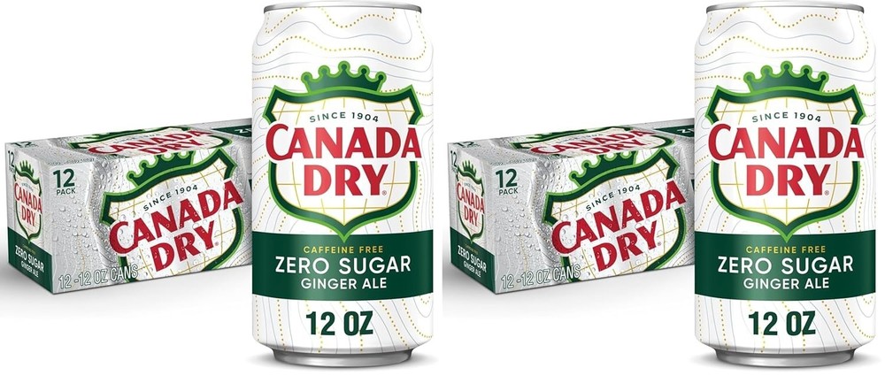 Zero Sugar Ginger Ale - 12 oz Cans, Caffeine-Free Refreshment Duo (24 Total)
