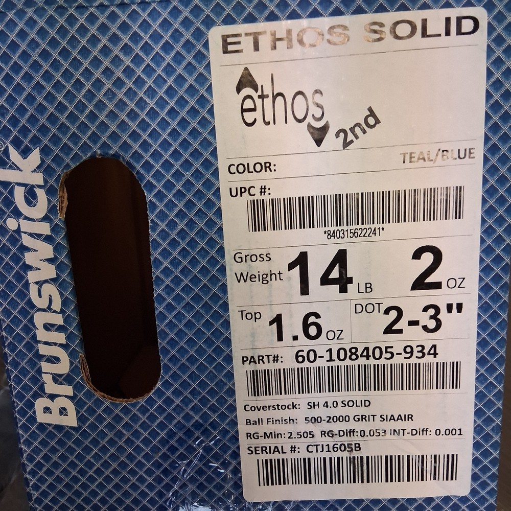 Brunswick Ethos Solid BOWLING BALL 14 lb. NEW IN BOX #605