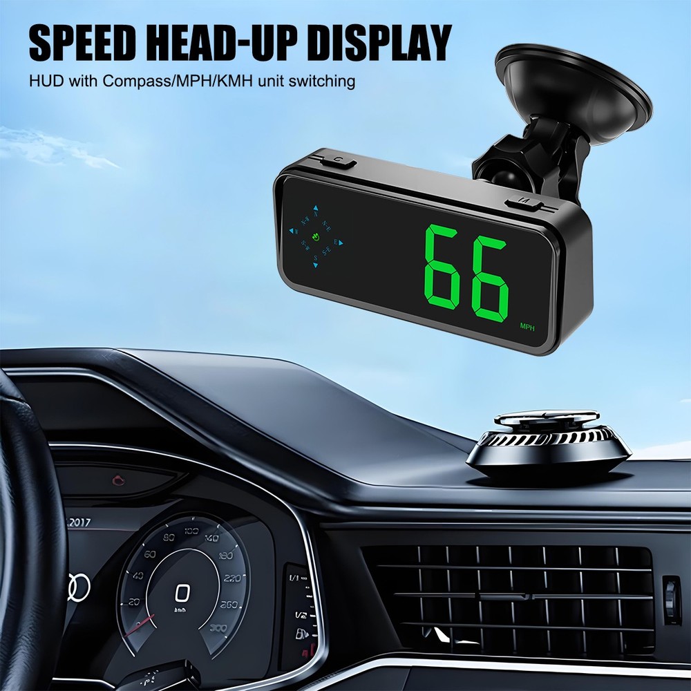 Multi-Function GPS HUD Speedometer w Compass Clock for BEIDOU System 7-Color LED