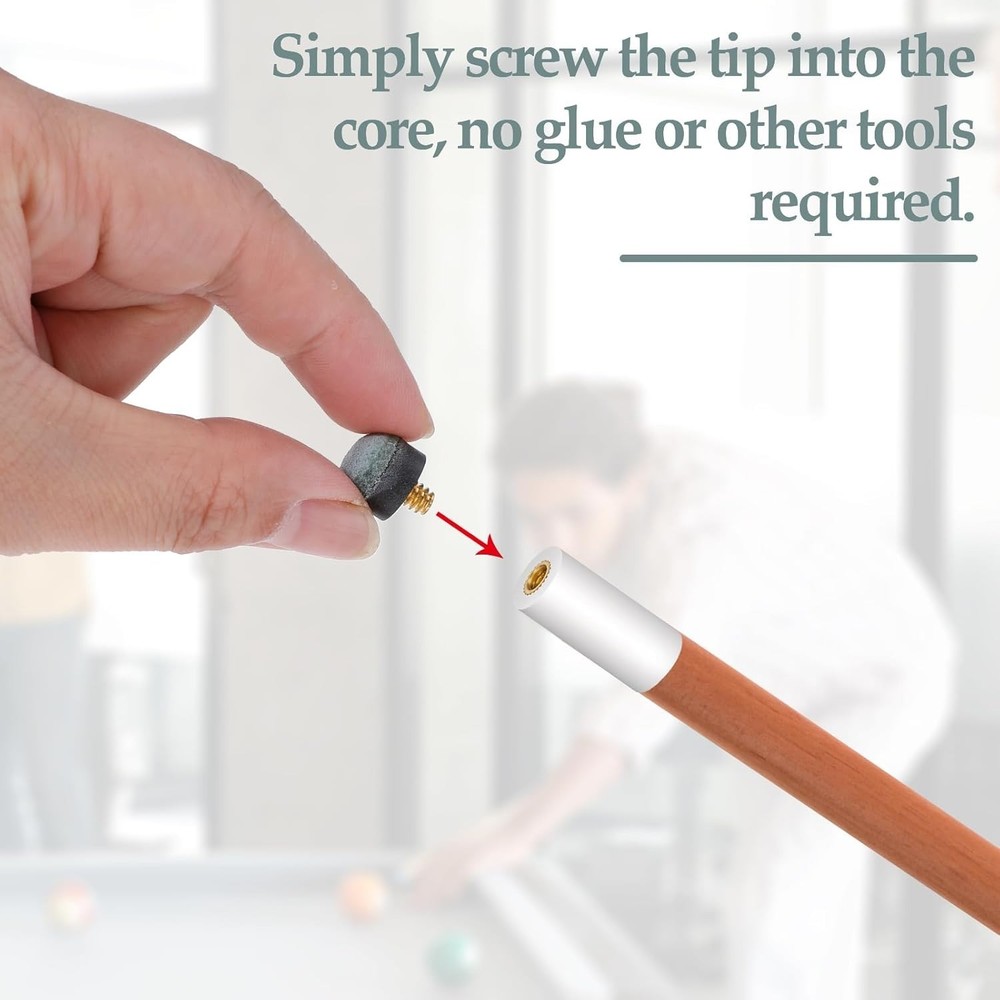 10 Sets Screw on Pool Cue Tips Replacement Billiard Cue Tips with White Pool...