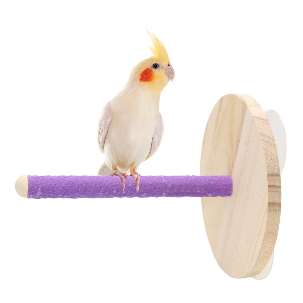 Bird Shower Perch Stand Parrot Bath Suction Cup Window Wall Platform Frame To...