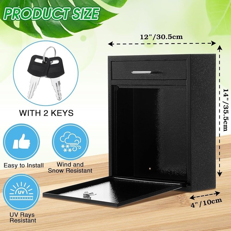 Lockable Wall Mount Mailbox Secure Metal Storage Key Included Easy Install New
