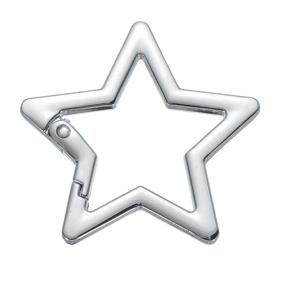 42mm Star Shaped Spring Snap Keychain Clip Metal Trigger Keychain Silver