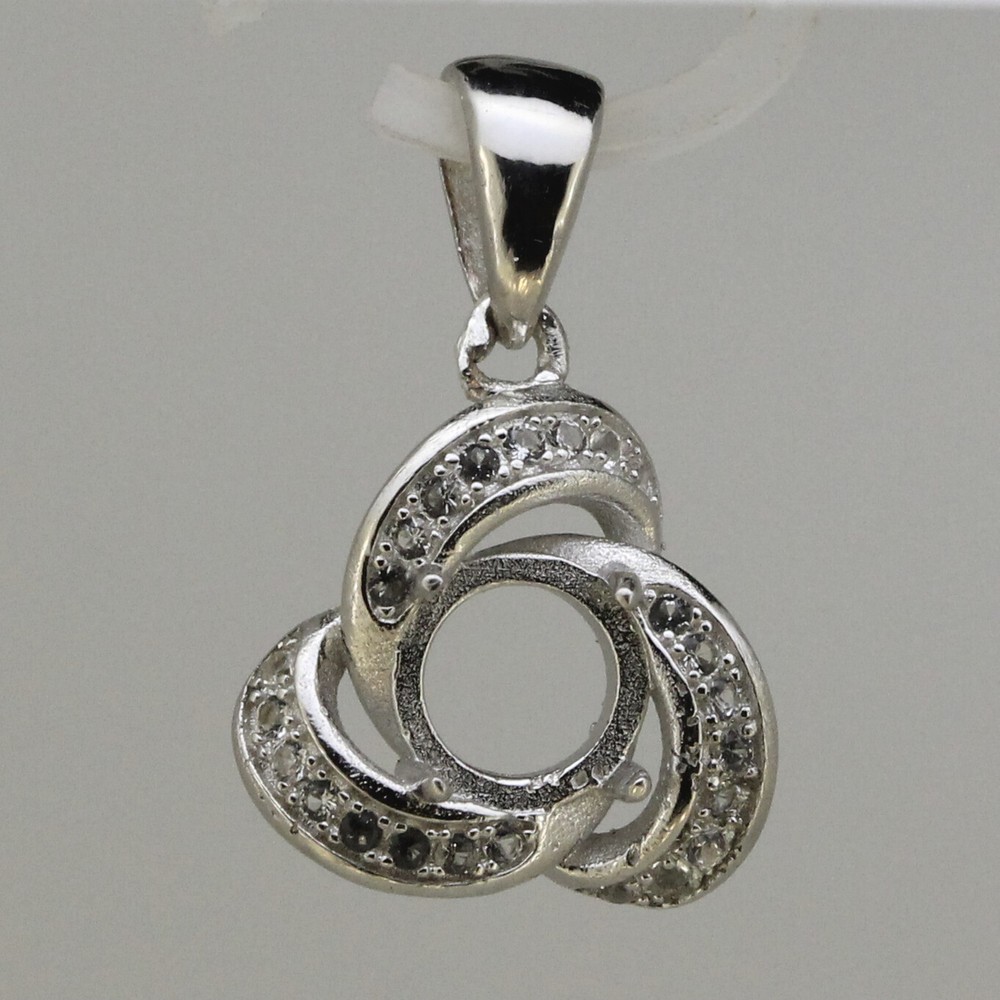 Sterling Silver Semi Mount Pendant Setting Round RD 6x6mm Trinity Circle