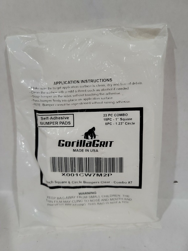 GorillaGRIT 1 Inch Clear Adhesive Bumpers Combo Pack Square Circle