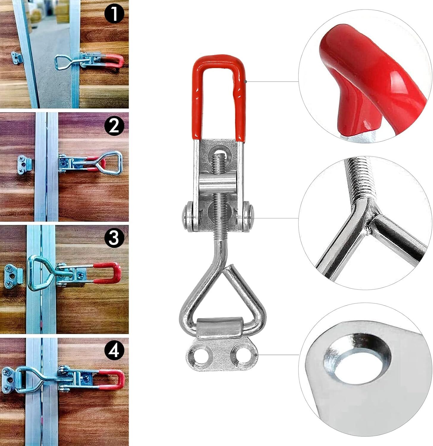 6 X Heavy Duty Steel Toggle Latch Catches Adjustable Lock Clamp For Boxes Case