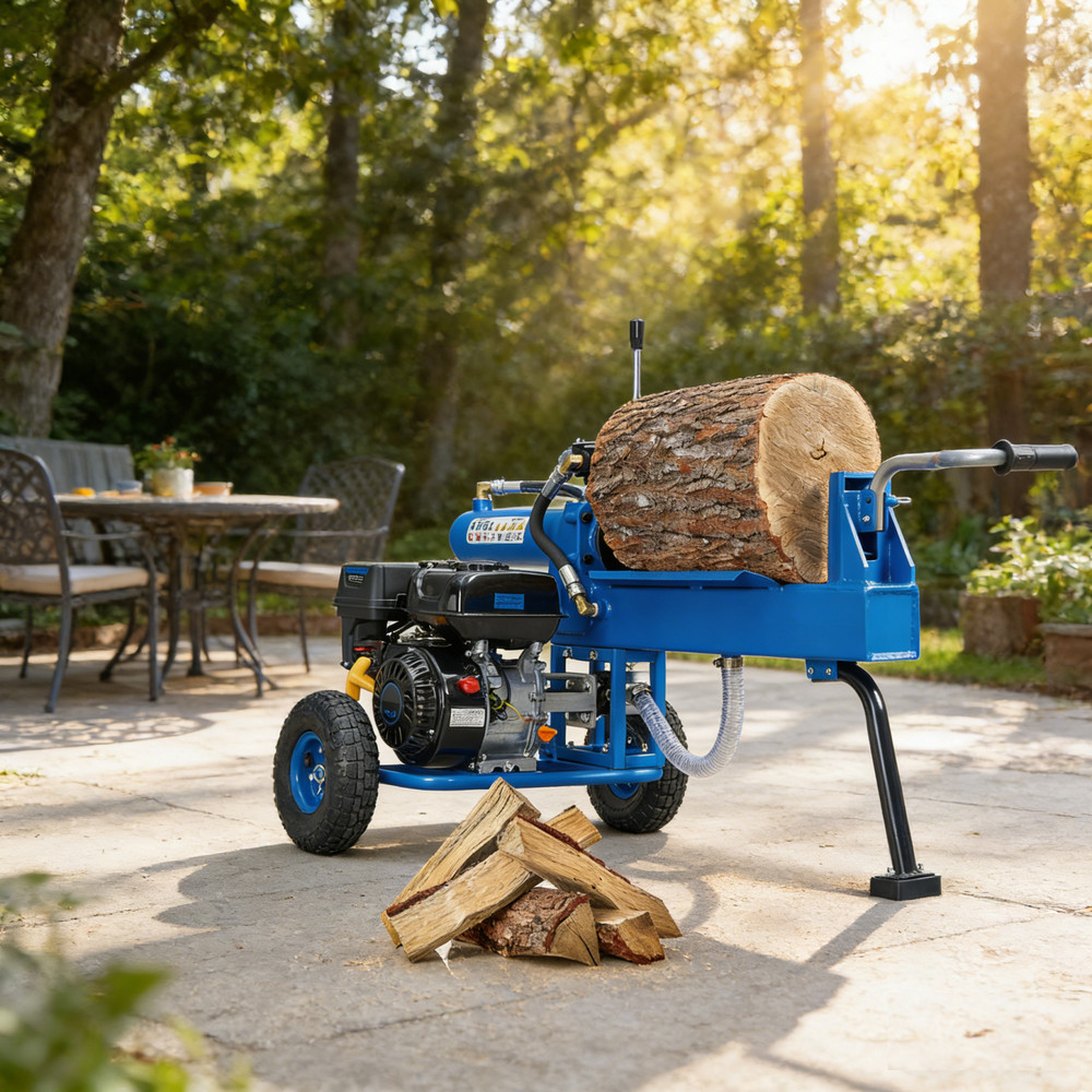 Efurden 20 Ton Log Splitter Portable Auto Return Ram System 7HP Engine, Blue