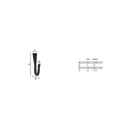 Smedbo B058 Rustic Single Hook Black Wrought Iron