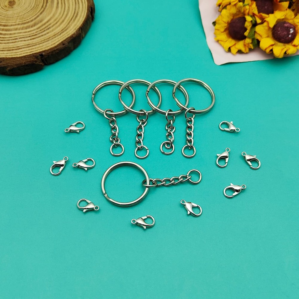 120pcs Split Key Ring with Chain,60pcs Keychain Rings Chain and Silver