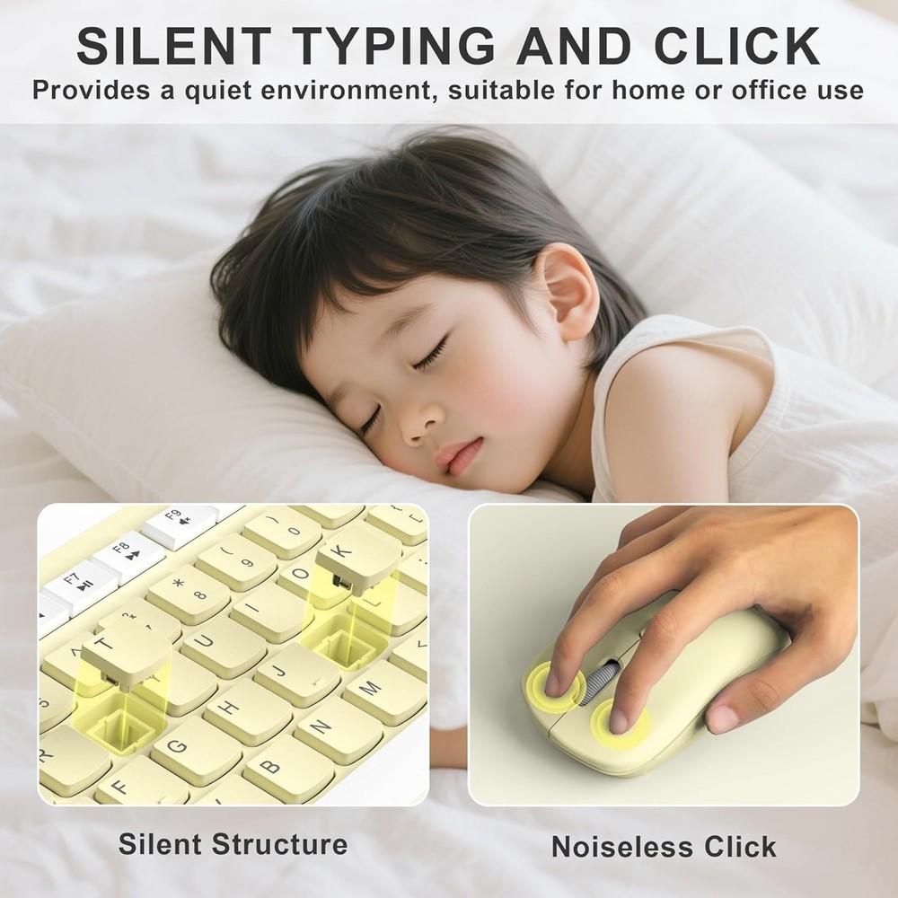 Full-Sized Wireless Keyboard and Mouse Combo 2.4GHz USB Receiver Adjustable DPI