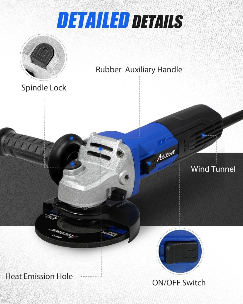 Compact 4-1/2" Electric Grinder Power Tool