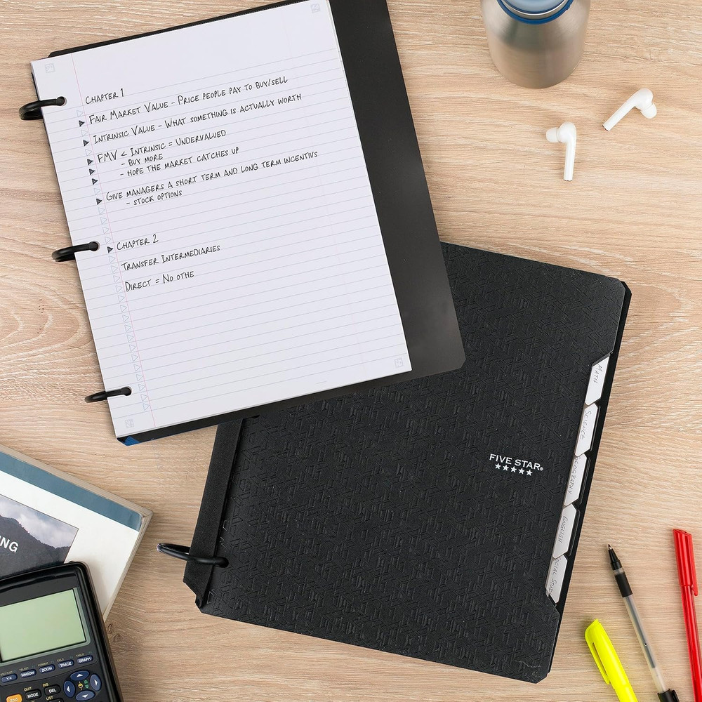 Five Star Flex Refillable Notebook + Study App, College Ruled Paper and 1-1/2 In