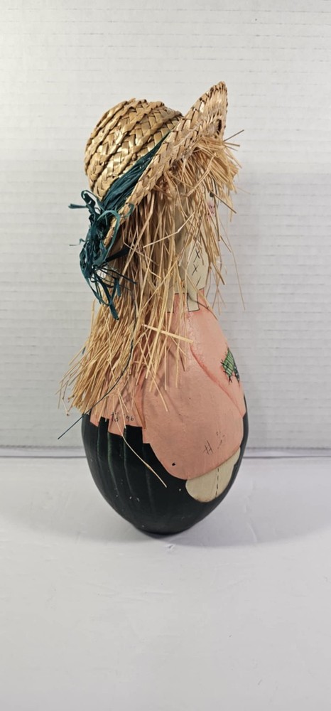 Hand Painted Fall Scarcrow Gourd.