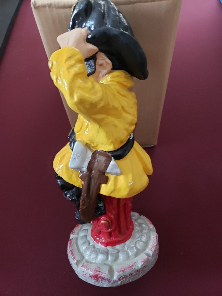 Vintage Fireman Chief #7 sitting on fire hydrant 12" chalkware.