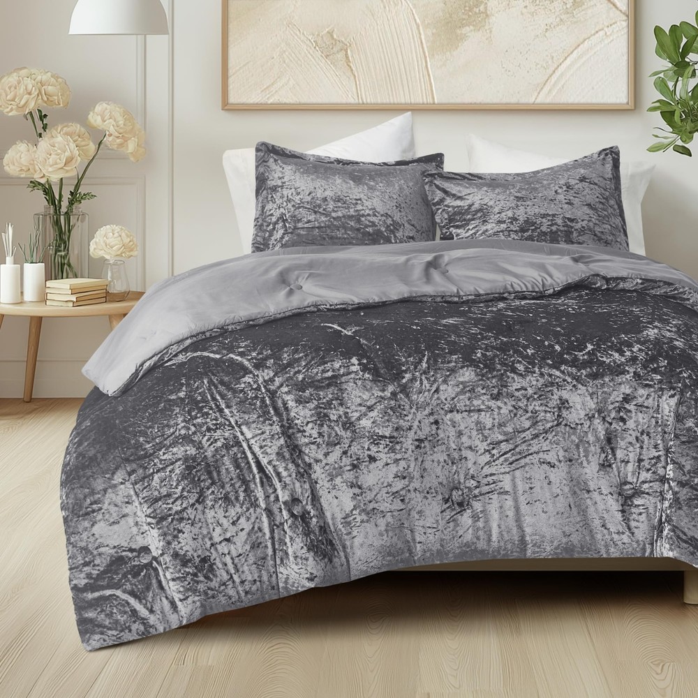 Juliette Luxe Comforter Set Velvet Lush with Soft Brushed Microfiber Reverse,...