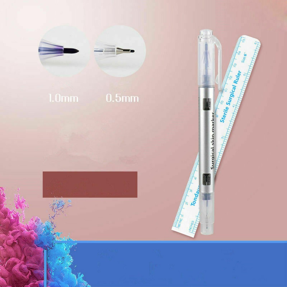 Double Head Marking Pen+Ruler Microblading Semi Permanent Make Up Eyebrow Tattoo