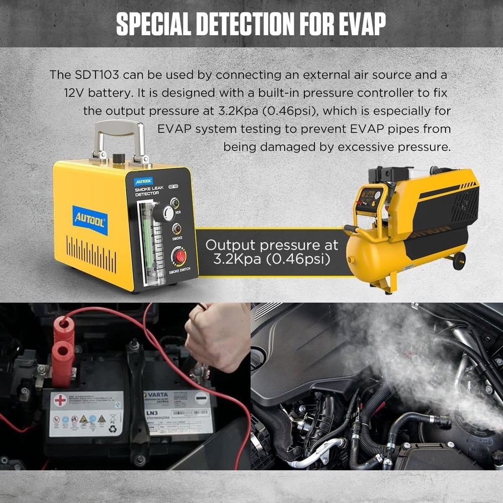 Durable Automotive Smoke Machine Diagnostic Tester with 3-