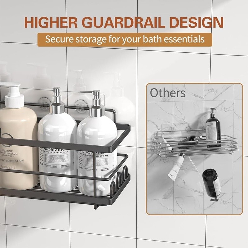 3 Pack Shower Caddy Organizer Rustproof Adhesive Shelf Set Quick Drainage Hooks