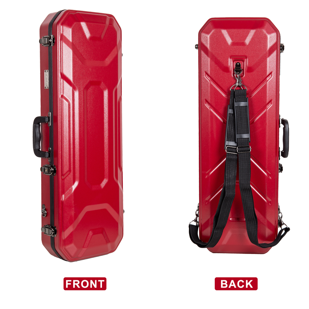 Crossrock 4/4 size Violin Case | ABS Molded Hardshell，with Detachable Straps-Red