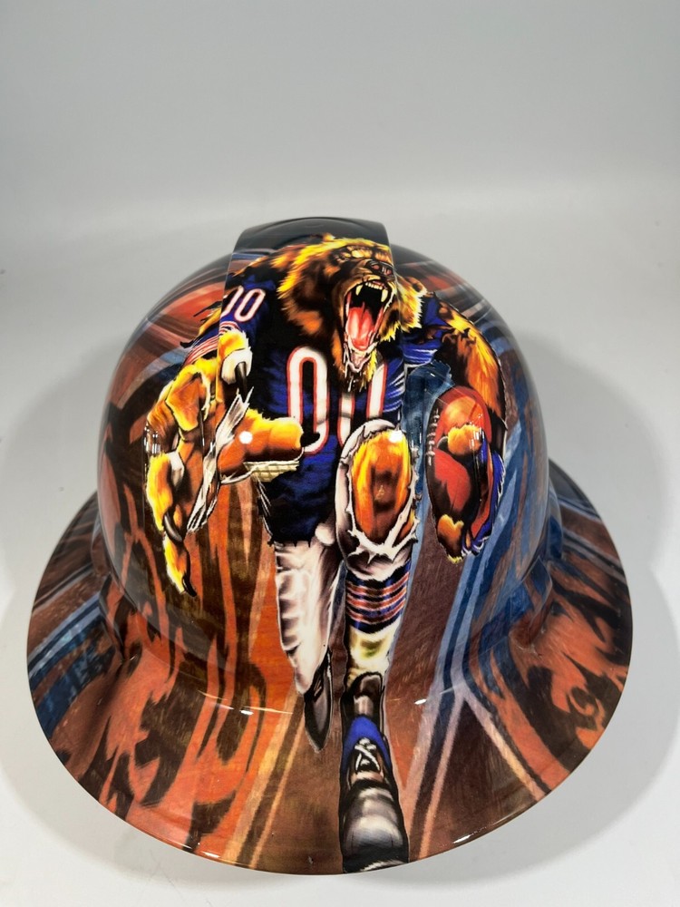 New Full Brim Hard Hat Custom Hydro Dipped CHICAGO BEARS