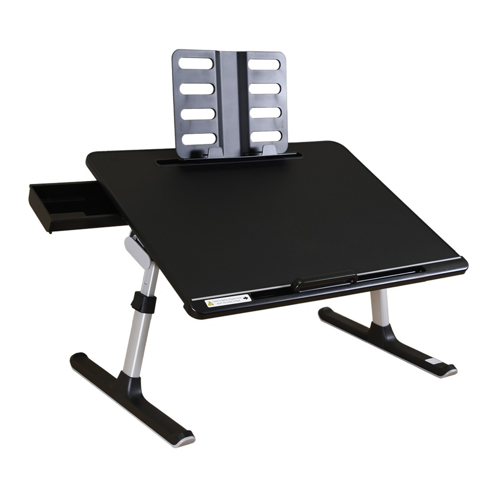 Adjustable Height and Angle Laptop Bed Tray Table Foldable Legs Drawer X-Large