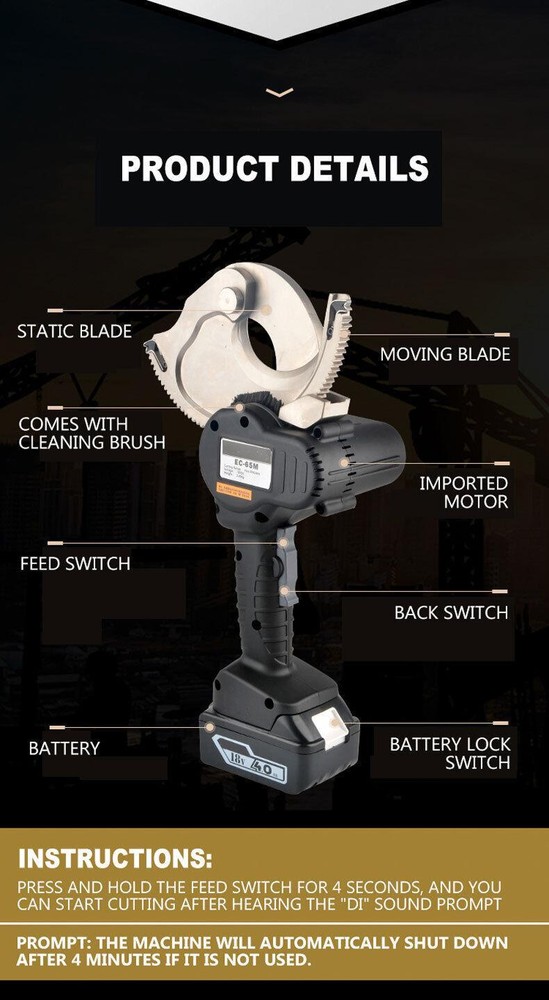 Cutter Charging Ratchet Cable Scissors Charging Electric Cable Scissors