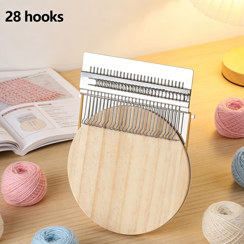 28 Hooks Small Loom Speedweve Type Weave Tool Darning Machine with Wood Discvs