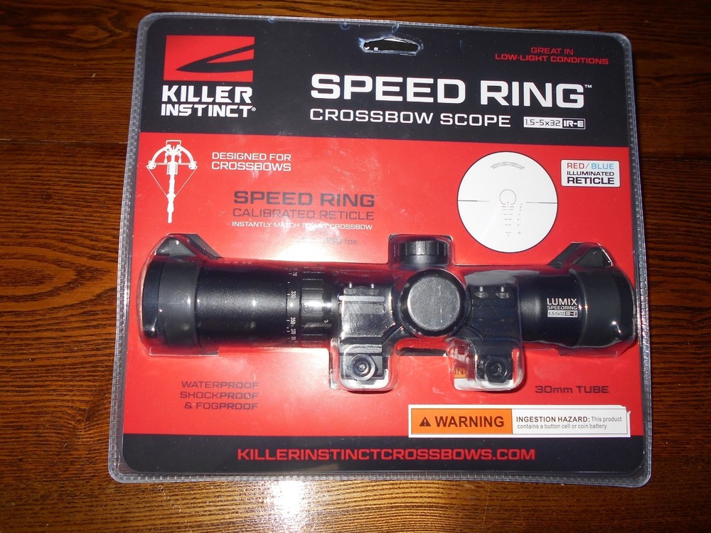 Killer Instinct Lumix Speed Ring 1.5-5x32 IR-E Crossbow Scope  NEW