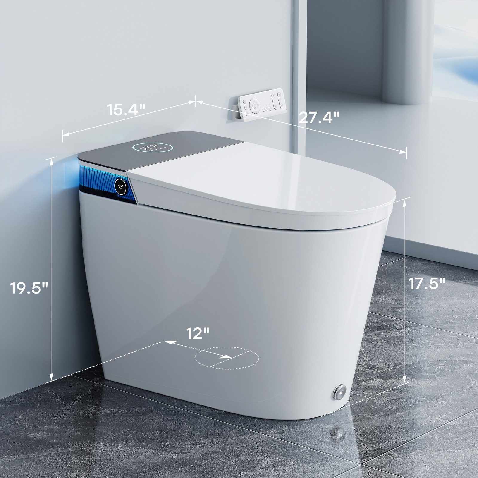 HOROW T38P Smart Toilet with bidet Flush Tank ADA Auto Open Lid 12'' Rough In