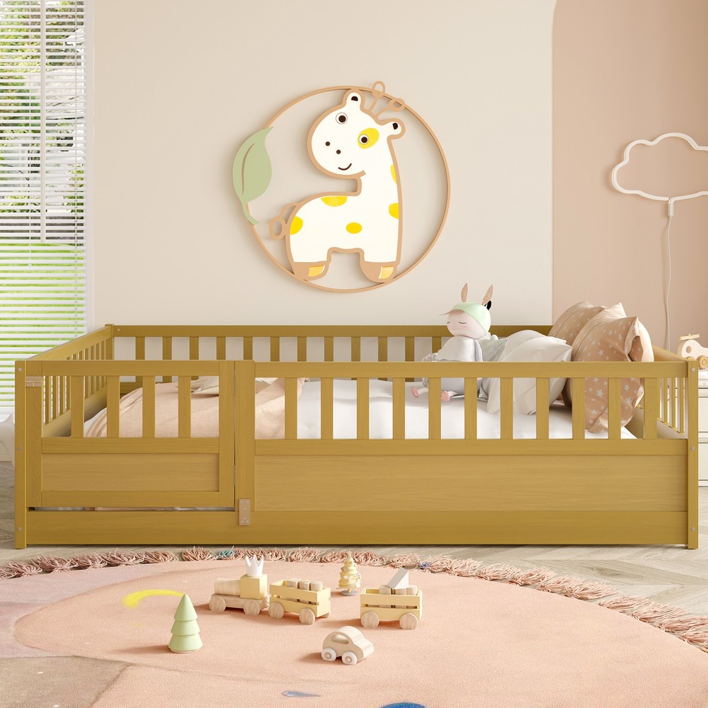 Full Size Floor bed, integral construction with super high security barrier, d