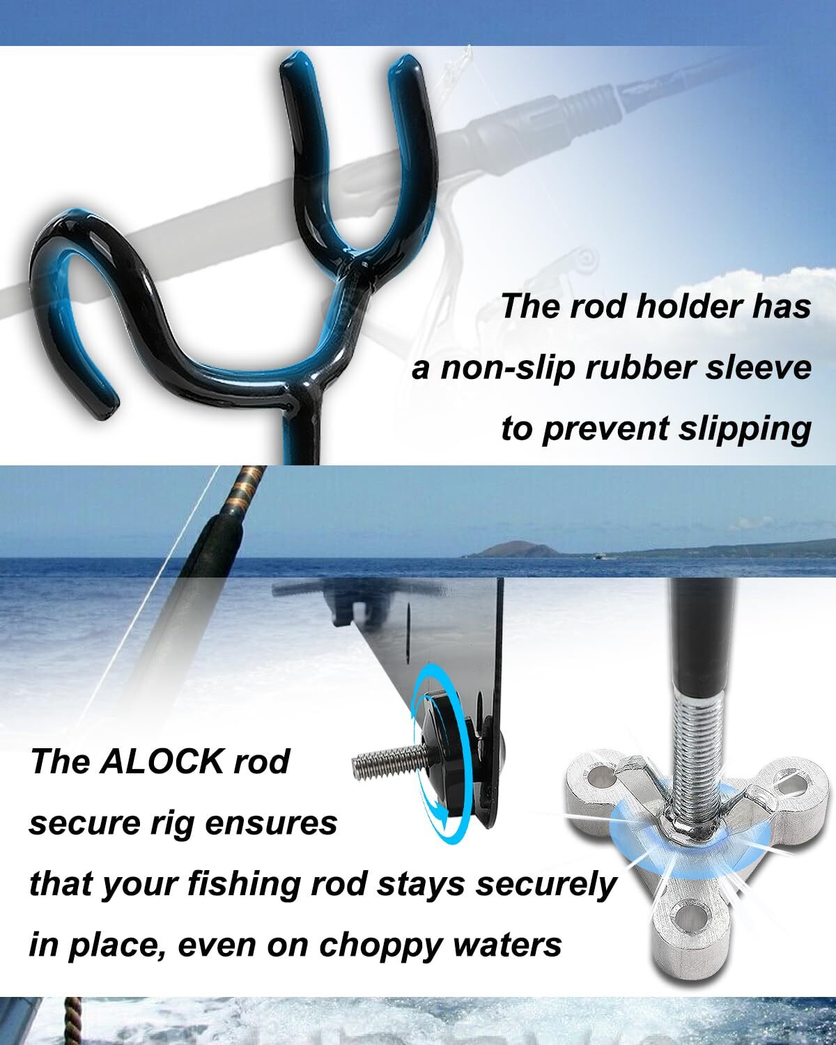 Boat Track System Rod Holder with Power Lock and Track Adapter