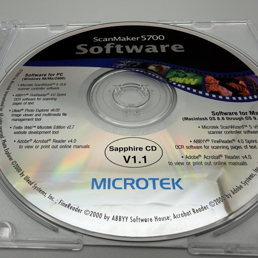 Vintage 2000 Microtek ScanMaker 5700 Software CD Sapphire V1.1 Mac & Windows