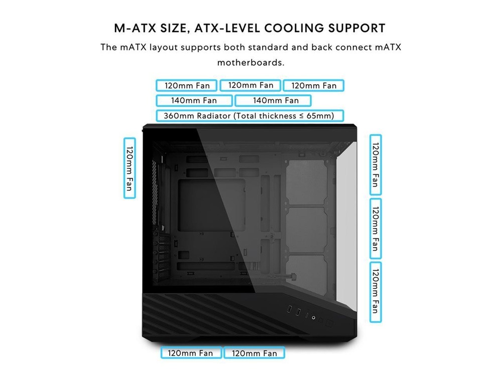 Lian Li VECTOR V100 MINI Micro Form Factor Compact PC Case, Panoramic Tempered G