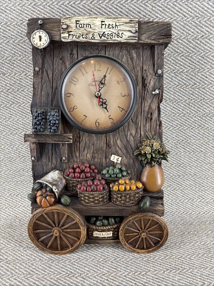 Vintage Fruit Stand Wall Clock Fruit 80s Working