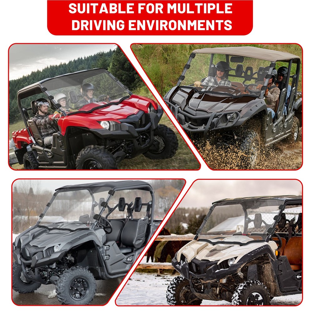 Front Windshield Scratch Resistant for Yamaha Viking/Viking VI 2014+ Full Window
