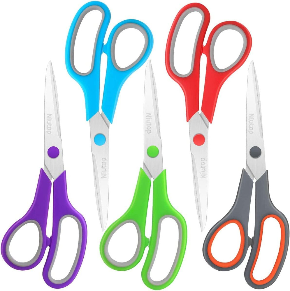 Scissors Bulk Set of 5-Pack, 8" Multipurpose Sharp Sewing Craft Fabric Scissors